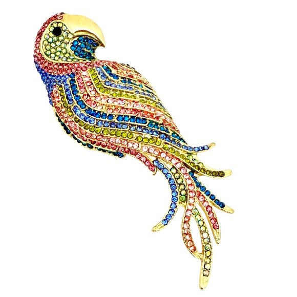 Colorful Large Parrot Brooch - Off Park Collection by JTV with Box - Picture 2 of 12
